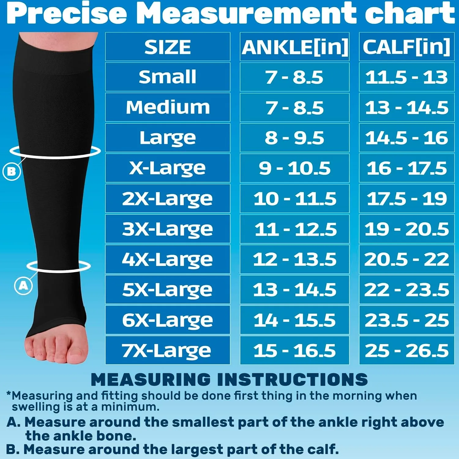 ABSOLUTE SUPPORT (3 Pairs) Plus Size Compression Support Socks for Women and Men 20-30mmHg | For Circulation Travel, Flying, Sports, Athletic - Open Toe - Black, 2X-Large - A511BL5-3