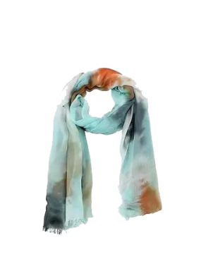 Abstract Silky Mint Dip-Dyed Scarf