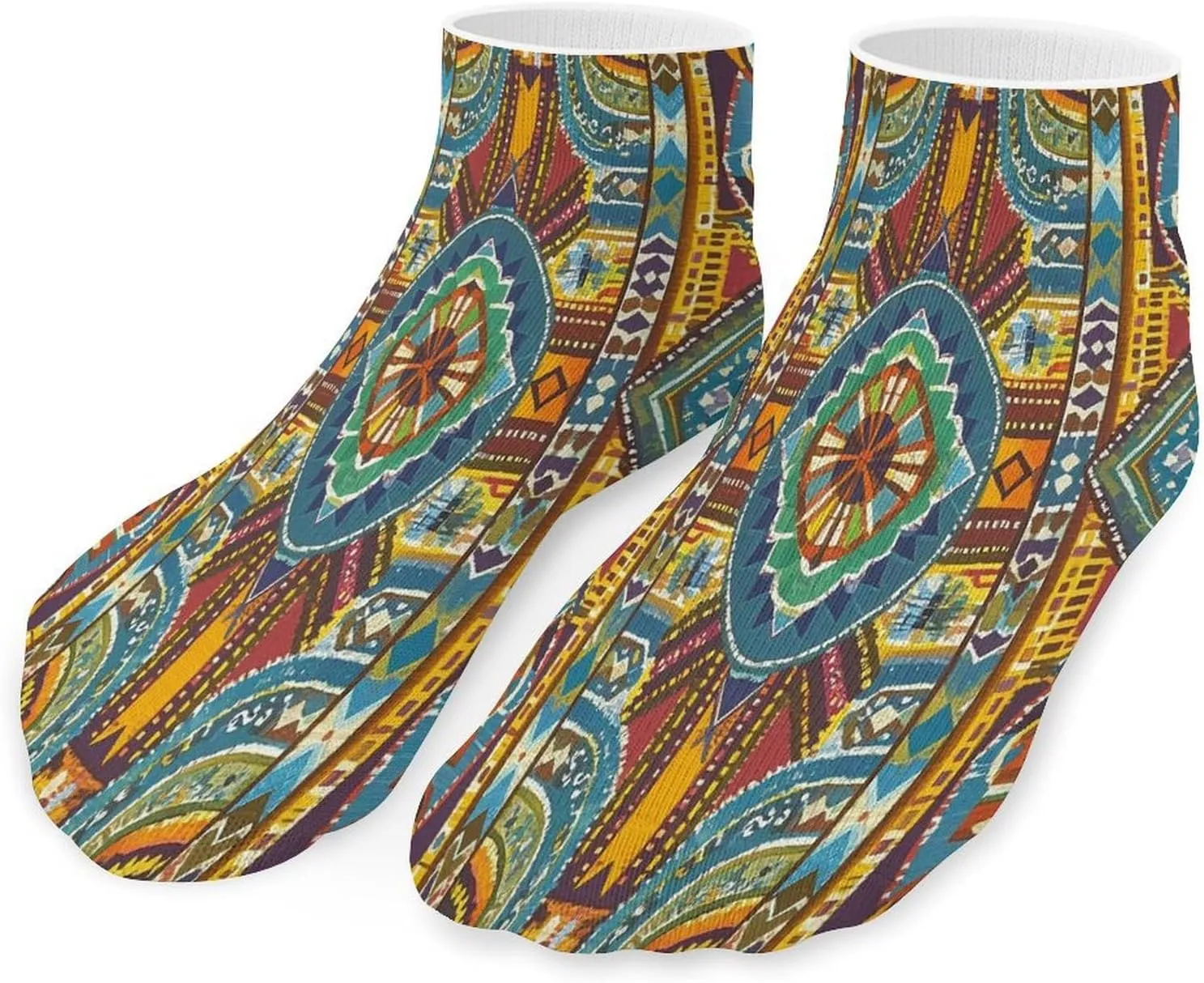 African Style Textile Pattern Socks Low Cut Ankle Short Sock Novelty Casual Invisible Liner Socks for Men Women