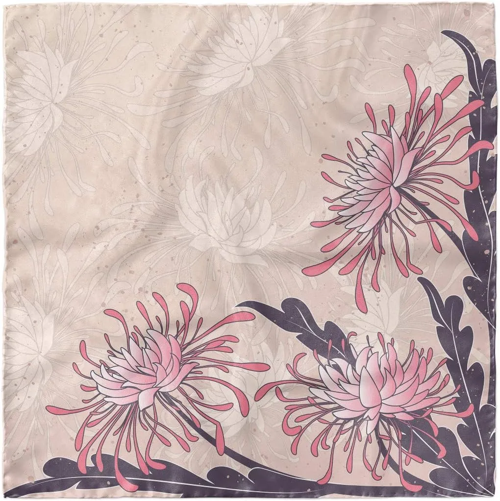 Ambesonne Art Nouveau Headscarf, Chrysanthemum Bloom, Hijab Scarf
