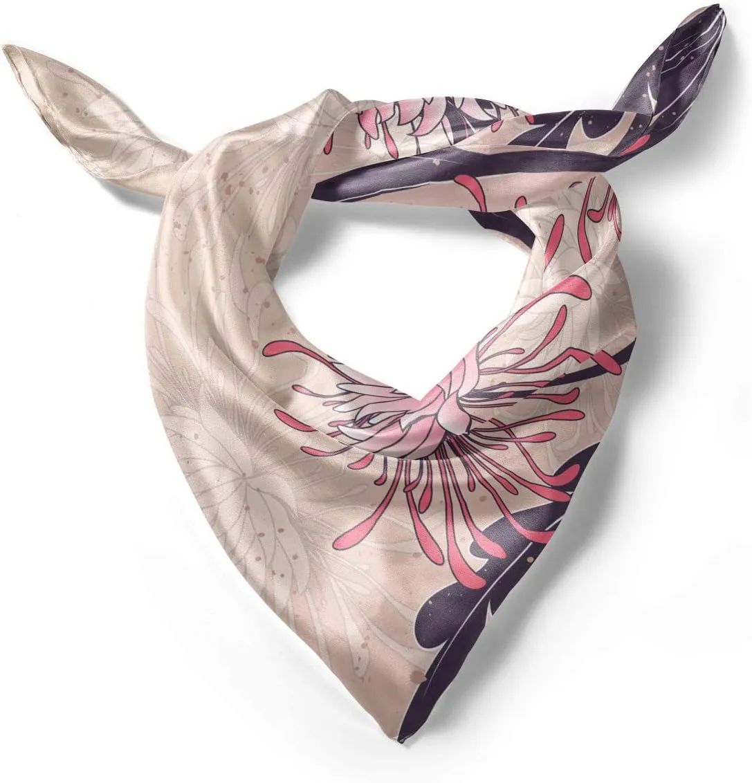 Ambesonne Art Nouveau Headscarf, Chrysanthemum Bloom, Hijab Scarf