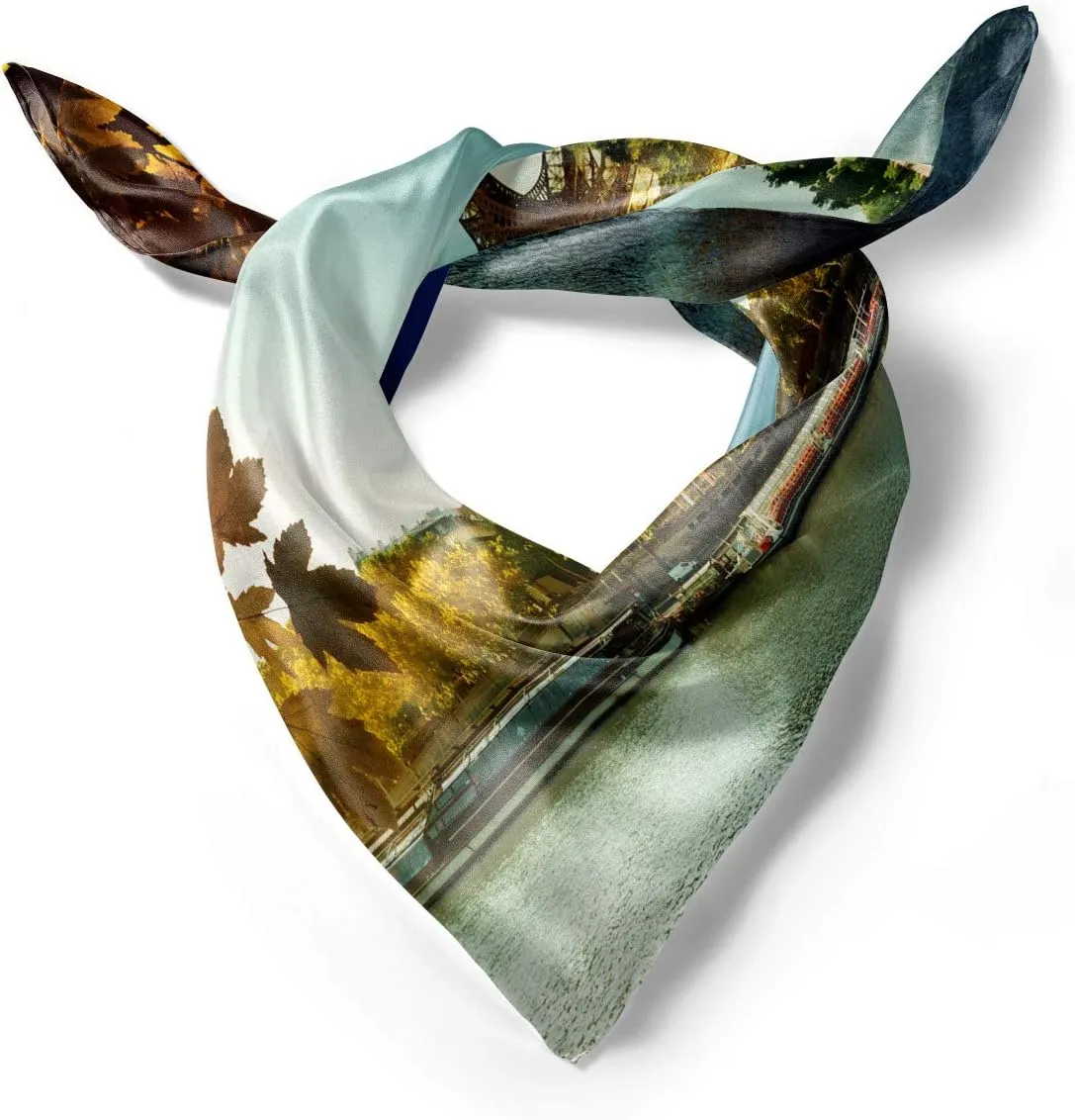 Ambesonne Eiffel Tower Head Scarf, Paris with Tower, Hair Wrap