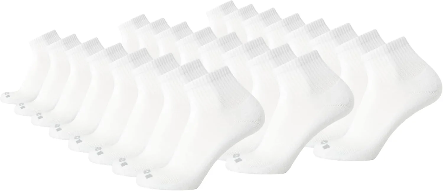 AND1 Men's Socks - Athletic Cushion Quarter Cut Socks (24 Pack)