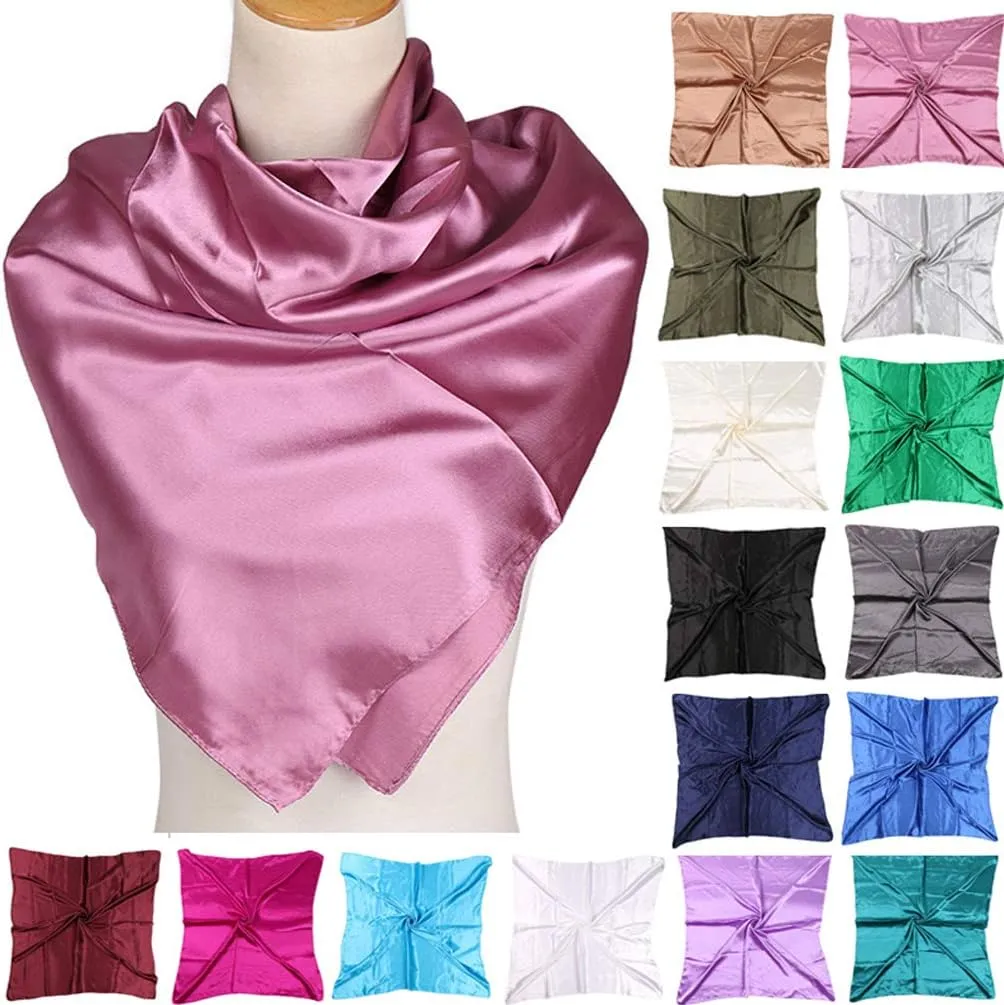 ASUITOFK 35" Womens Large Satin Square Scarf Silk Feeling Hair Wrapping Gift Headscarf Scarves