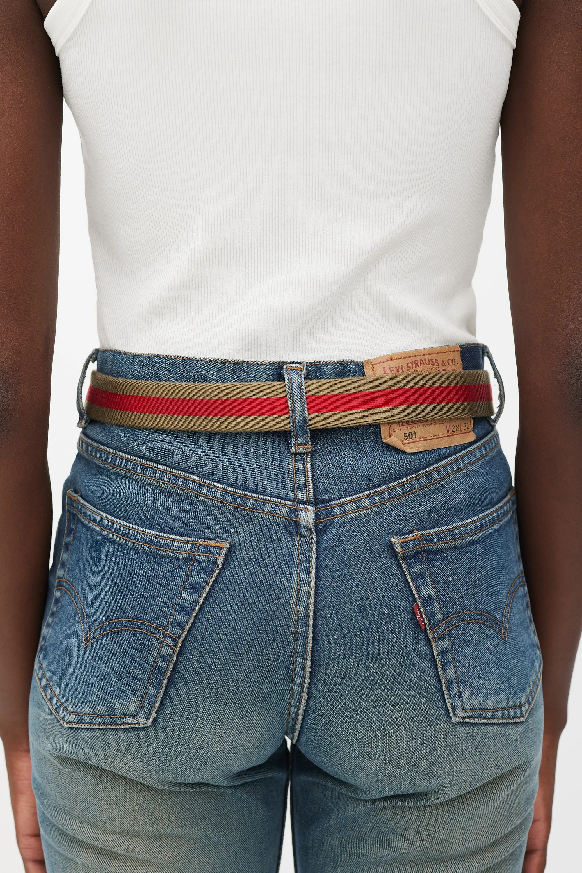 Black & Multicolour Striped Belt
