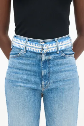 Blue & White Nyess Woven Belt