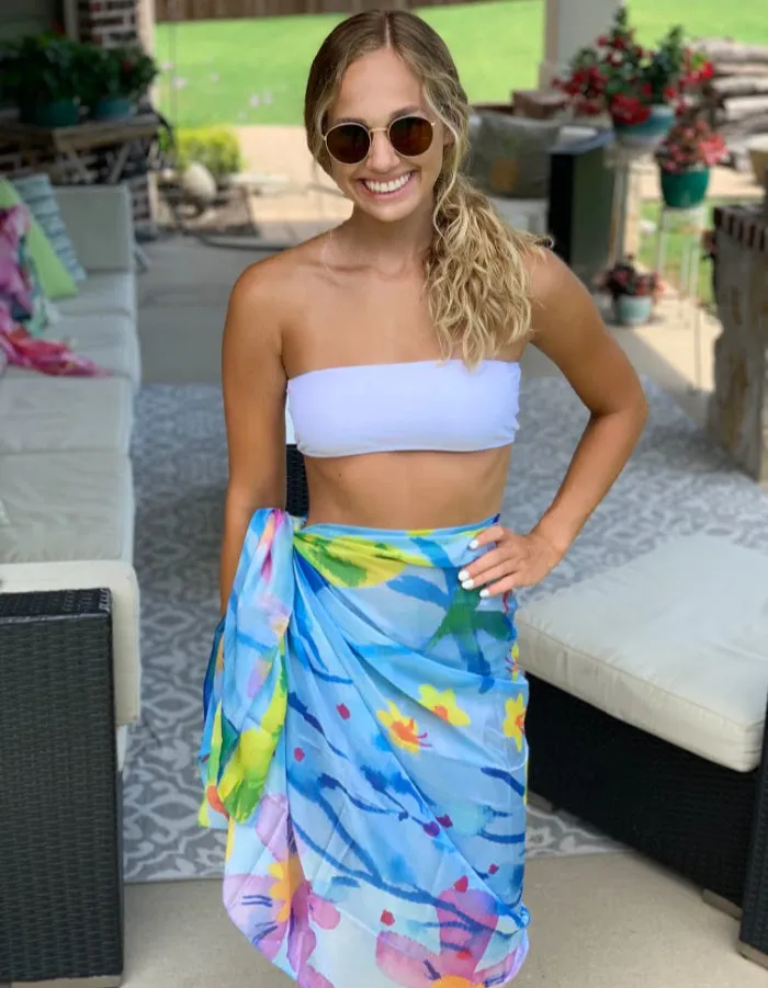 Blue Floral Silk Kimono/Sarong