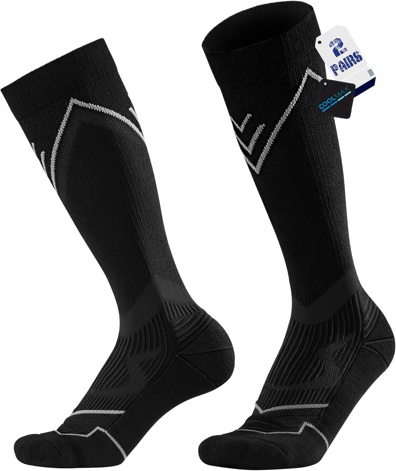 BRISIRA Compression Soccer Socks Men Women Coolmax Bamboo Viscose Knee High Socks for Baseball Athletic Cushion & Cooling