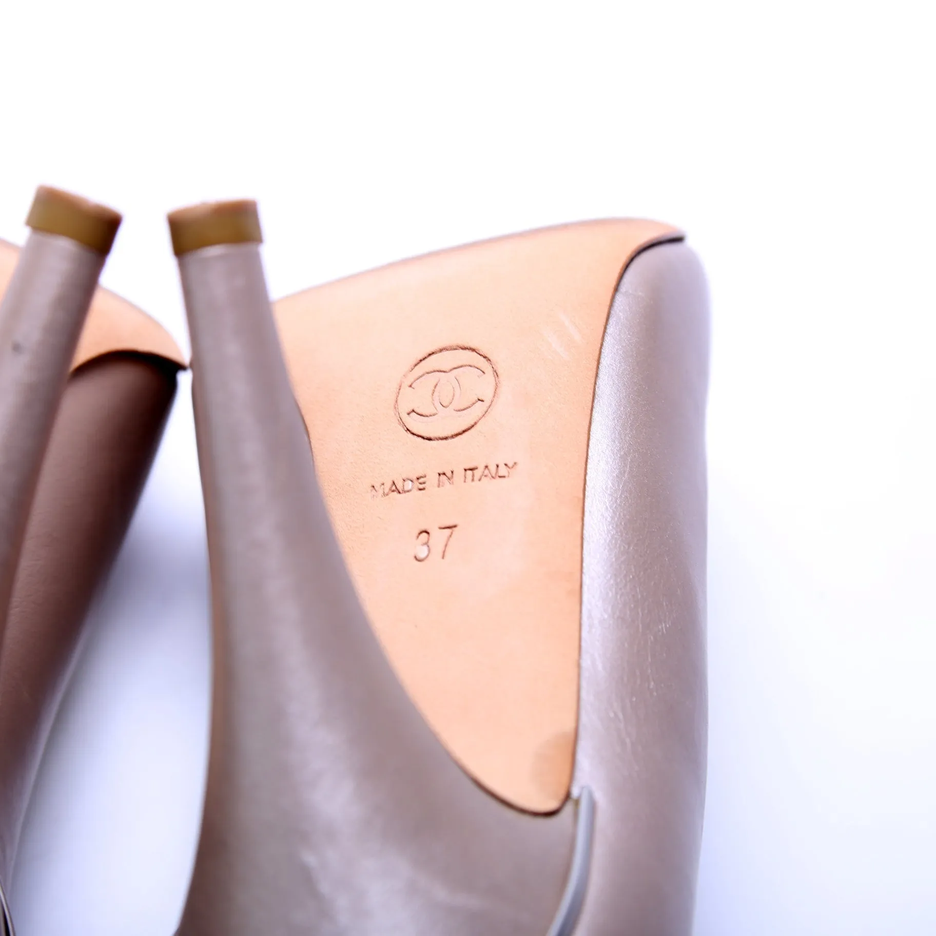 Chanel CC Open Toe Pumps