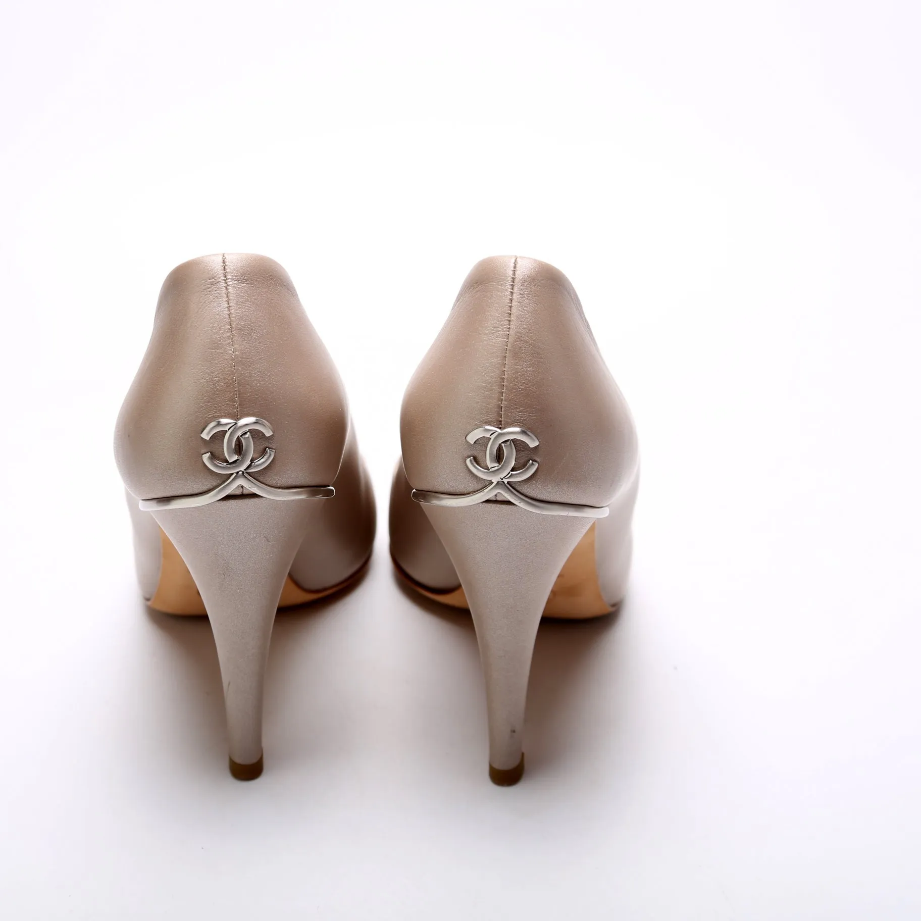 Chanel CC Open Toe Pumps