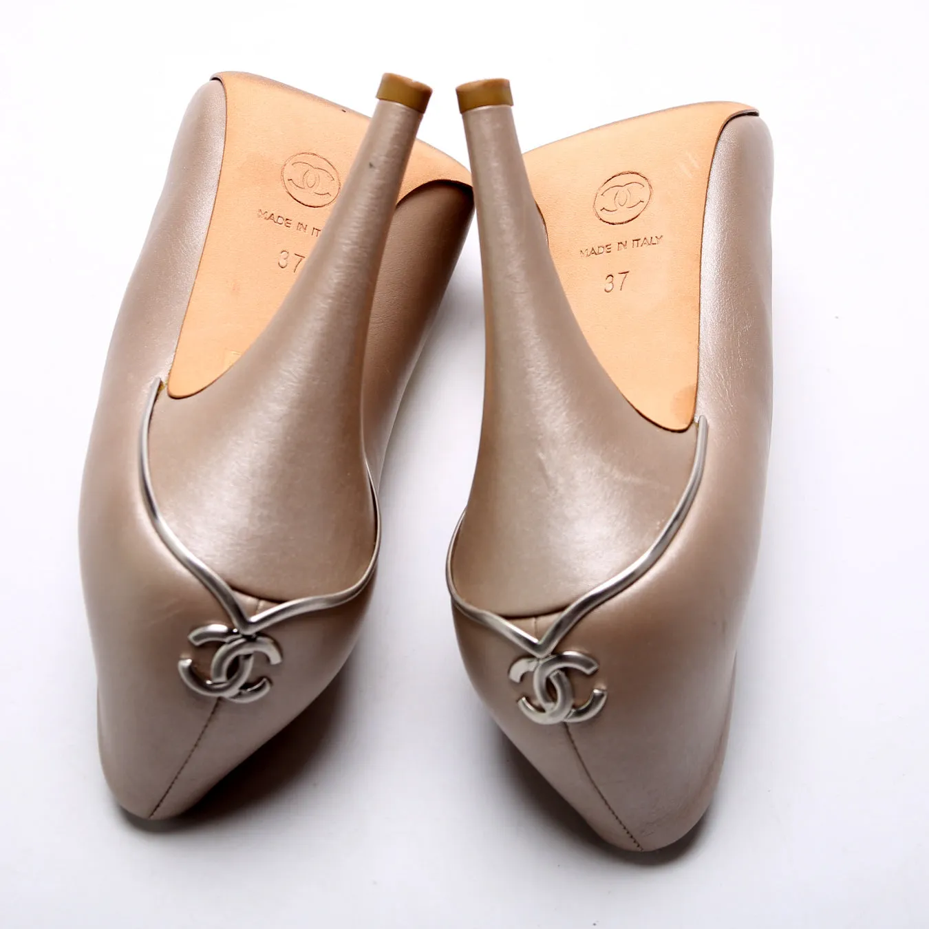 Chanel CC Open Toe Pumps