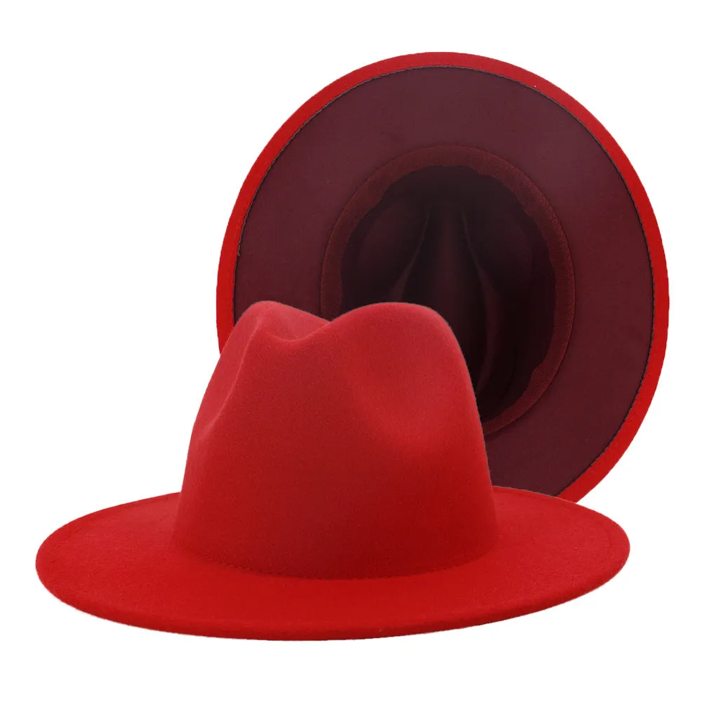 Colour Overload Duo Tone Wool Felt Fedora Hats Unisex Wide Brim Hat
