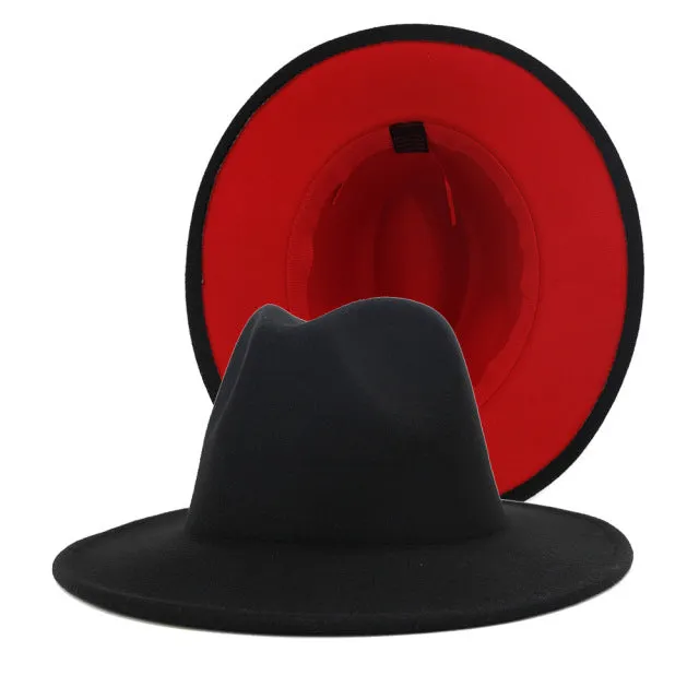 Colour Overload Duo Tone Wool Felt Fedora Hats Unisex Wide Brim Hat