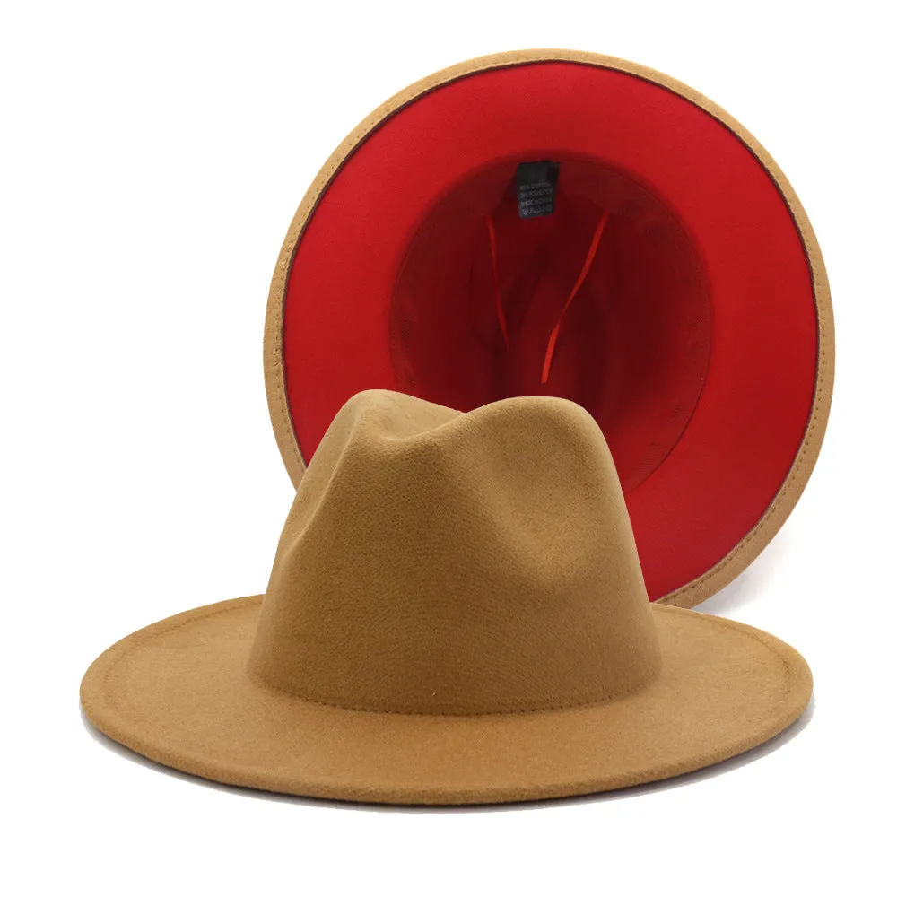 Colour Overload Duo Tone Wool Felt Fedora Hats Unisex Wide Brim Hat