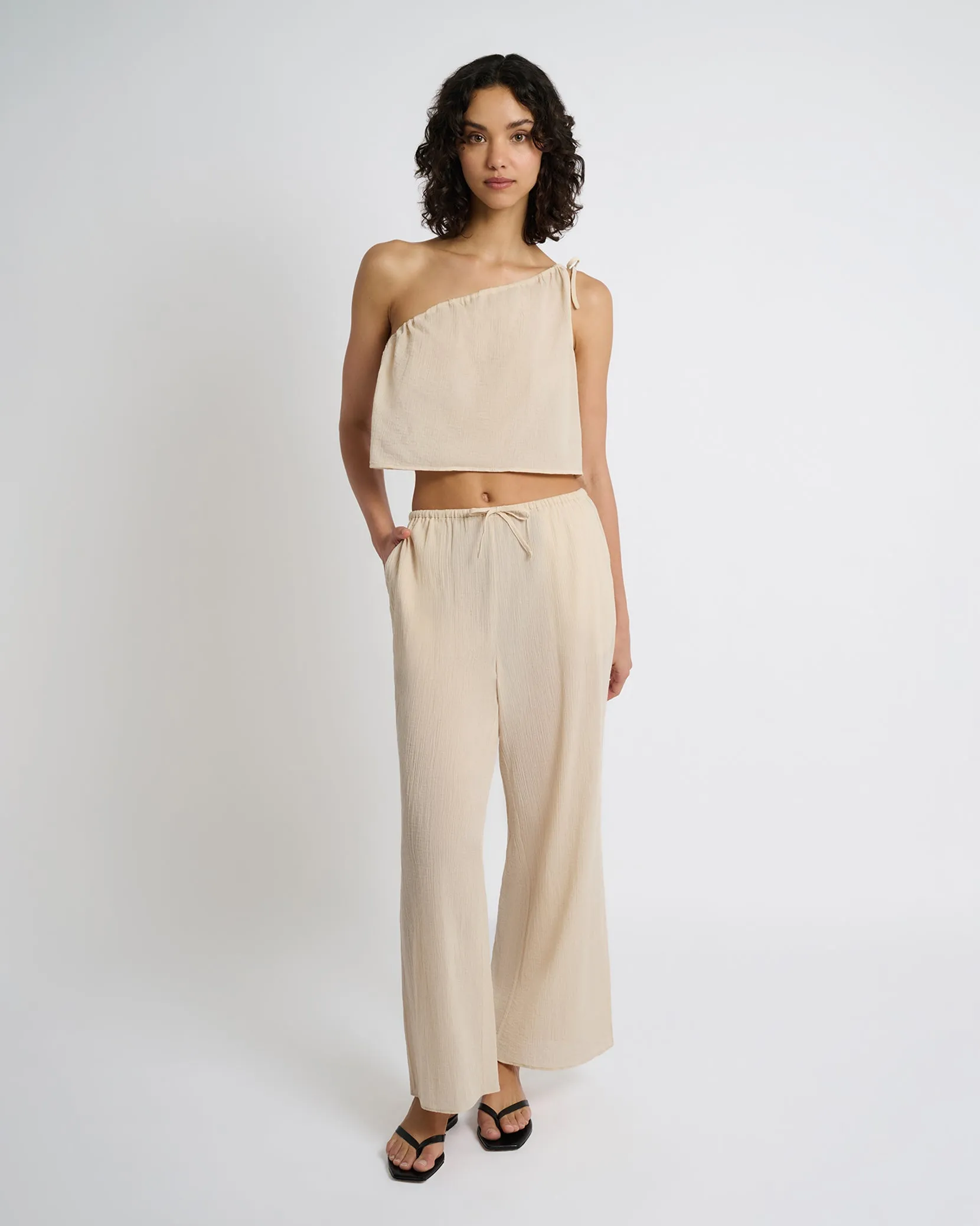 Crinkle Gauze Drawstring Pant