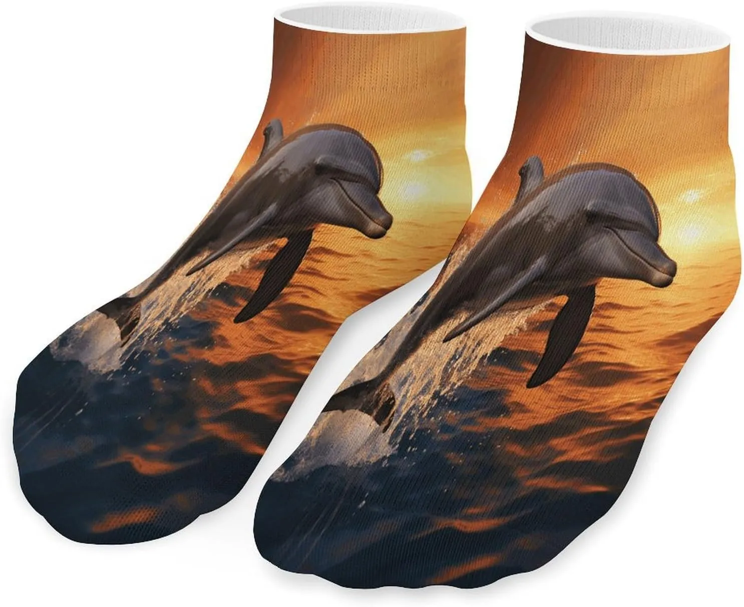 Dusk Dolphin Socks Low Cut Ankle Short Sock Novelty Casual Invisible Liner Socks for Men Women