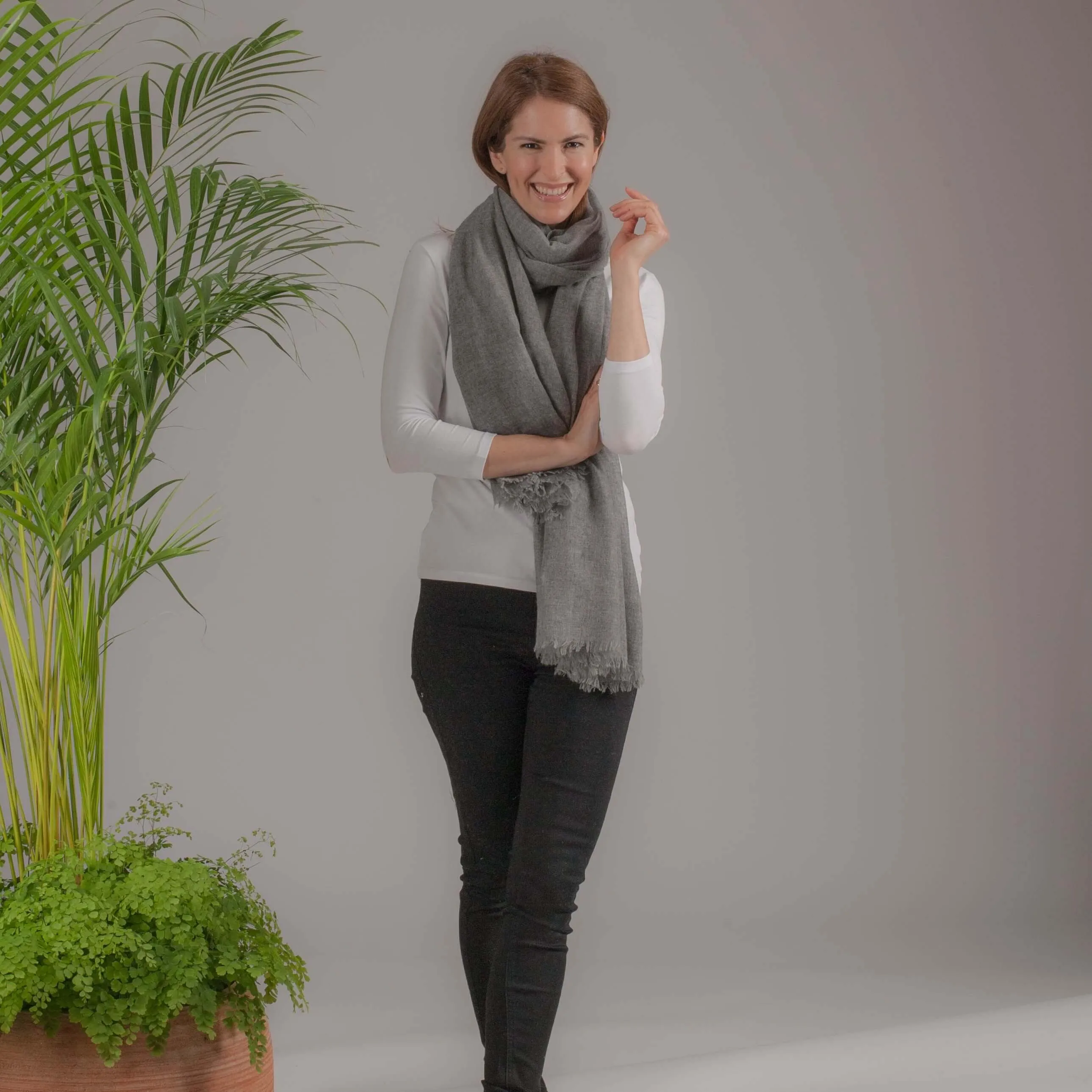 Flint Grey Gossamer Cashmere Shawl