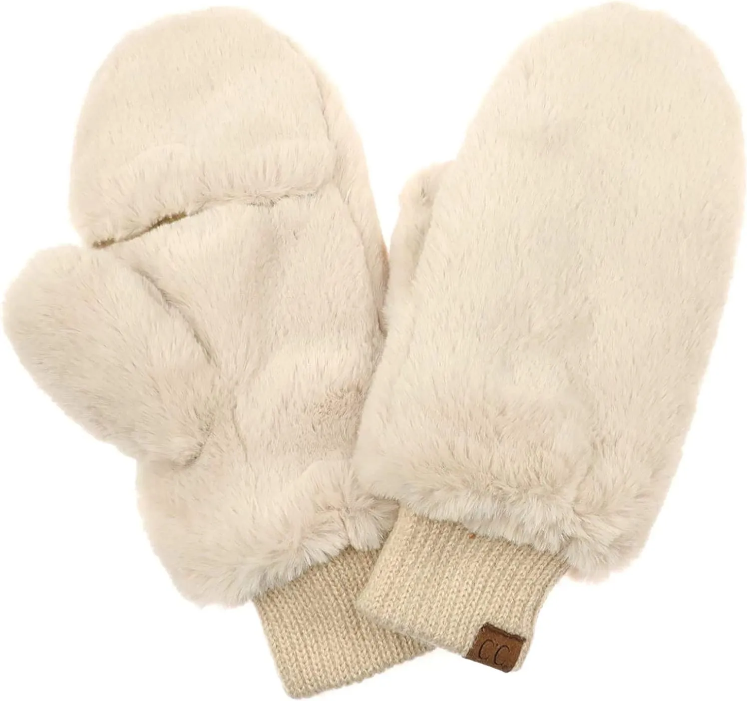 Funky Junque Faux Fur Flip Mittens Womens Warm Convertible Fingerless Gloves