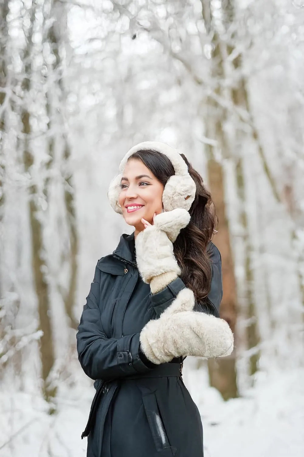 Funky Junque Faux Fur Flip Mittens Womens Warm Convertible Fingerless Gloves
