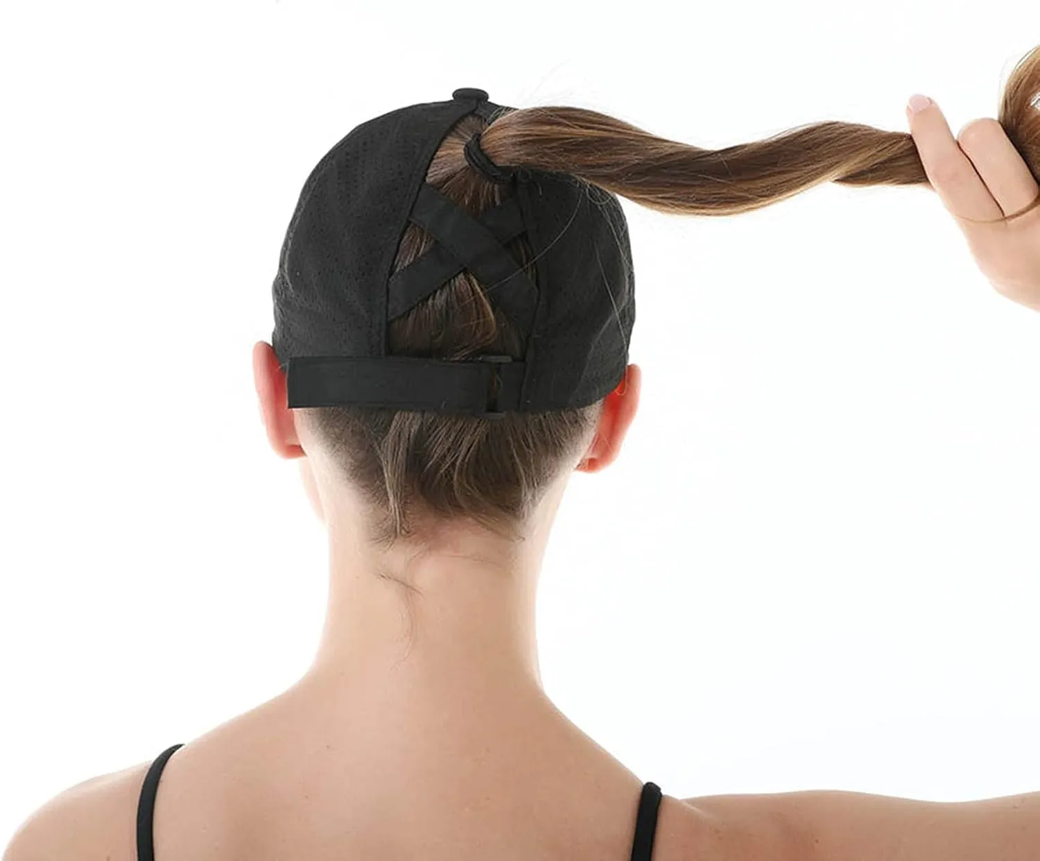 HGGE Womens Criss Cross Ponytail Baseball Cap Adjustable High Messy Bun Ponycap Quick Drying Hat