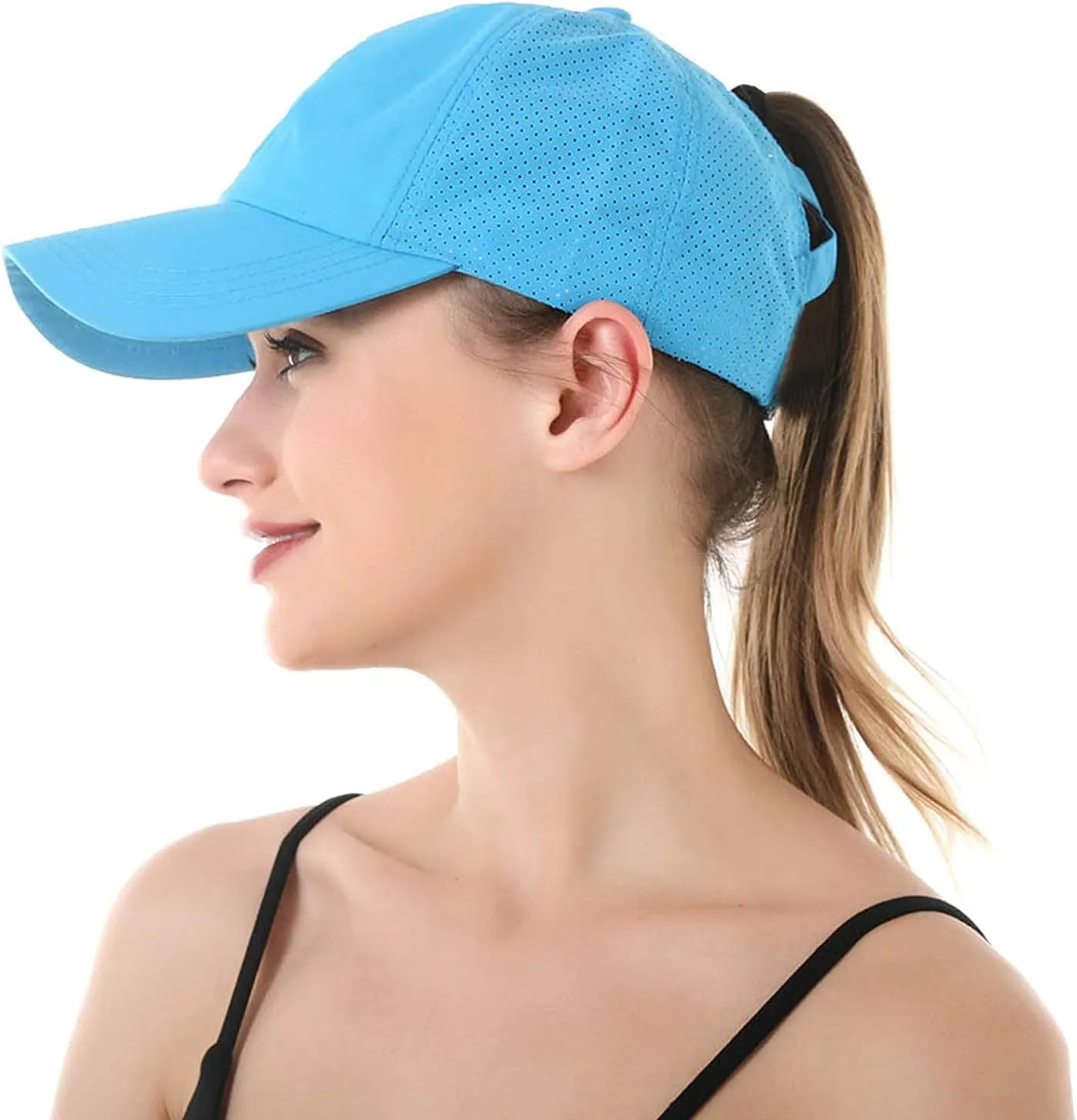 HGGE Womens Criss Cross Ponytail Baseball Cap Adjustable High Messy Bun Ponycap Quick Drying Hat