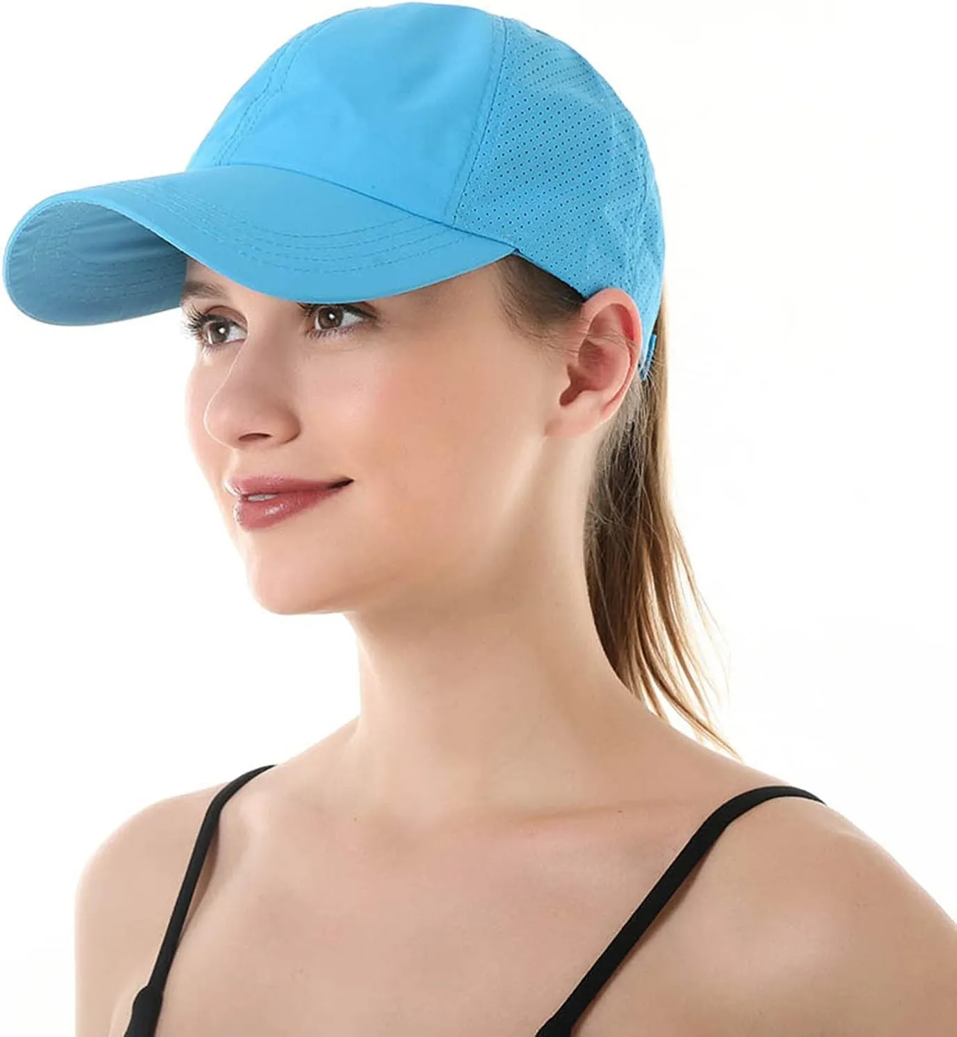 HGGE Womens Criss Cross Ponytail Baseball Cap Adjustable High Messy Bun Ponycap Quick Drying Hat