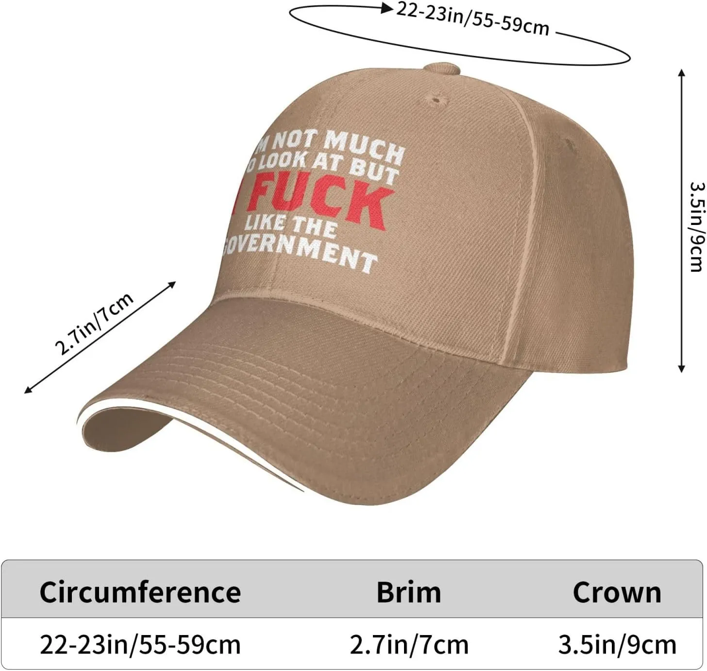 I Fucking Like The Government Hat Mens Wide Brim Baseball Cap Adjustable Low Profile Sports Dad Hats