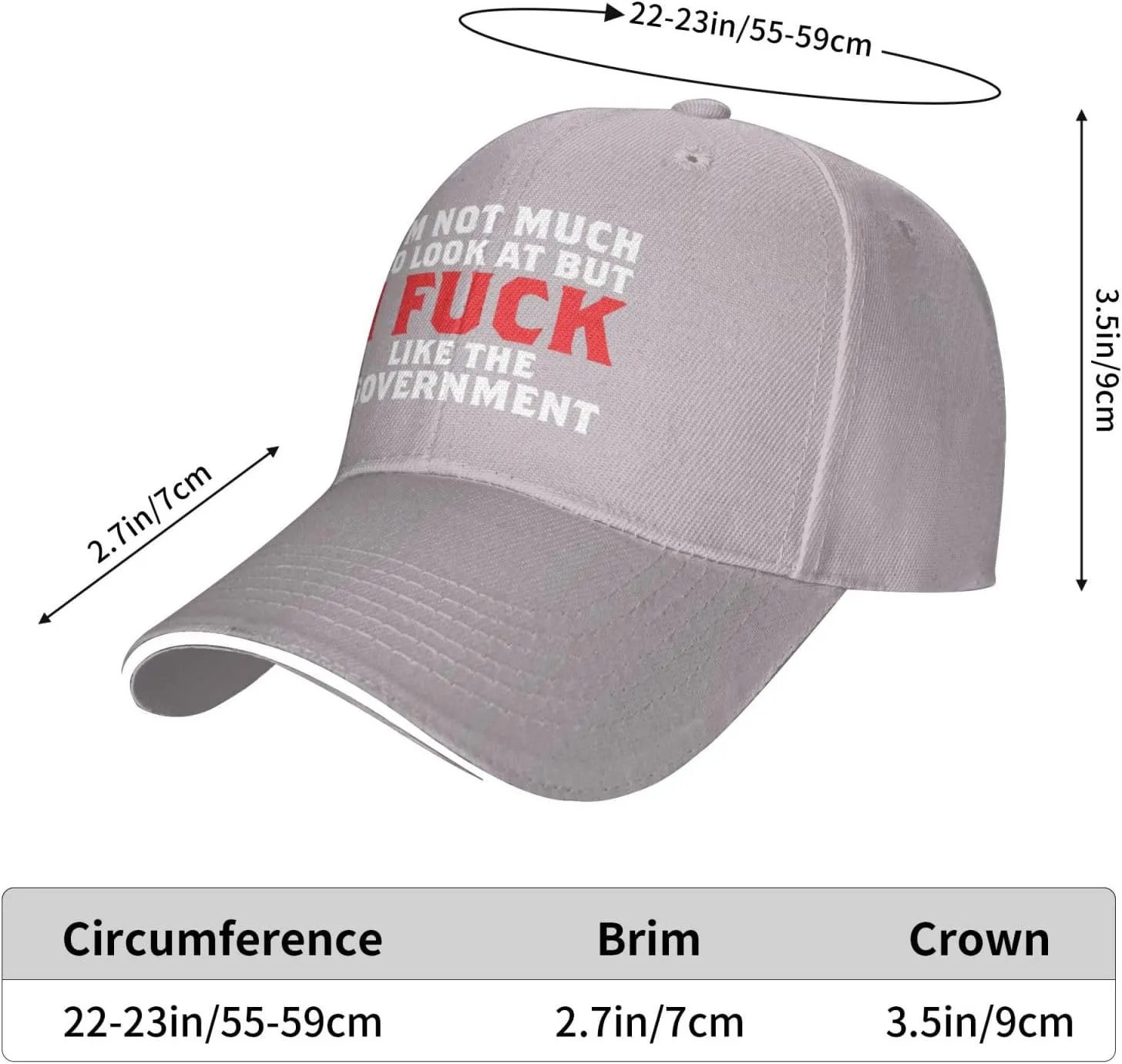 I Fucking Like The Government Hat Mens Wide Brim Baseball Cap Adjustable Low Profile Sports Dad Hats