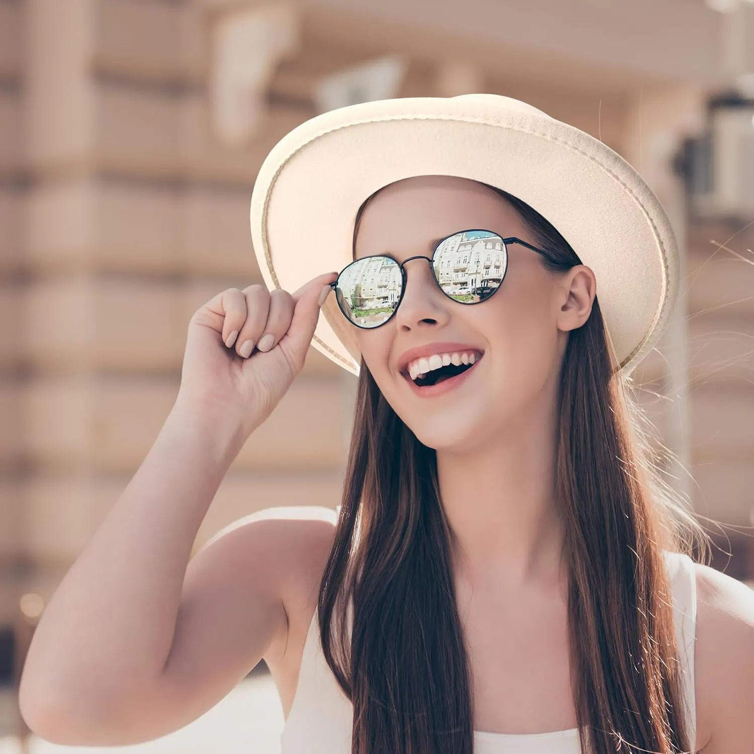 JaGely Felt Hats for Women Wide Brim Felt with Belt Buckle Vintage Panama Boho Jazz Hat for Burning Wedding Tea Party