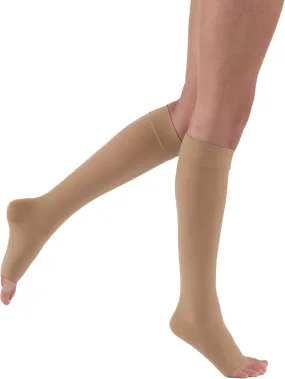 JOBST Relief Knee High Graduated Compression Socks, 15-20 mmHg - Comfortable Unisex Design - Open Toe, Beige, Medium Petite