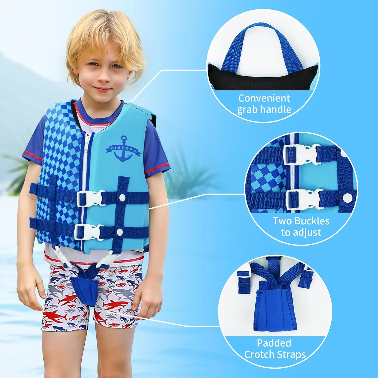 Kids Swim Vest, Toddler Float Jacket for Boys & Girls, Buoyancy Floaties with Adjustable Safety Straps, Trainer Vest for Pool & Water Sports, 22-60 lbs/2-9 Years