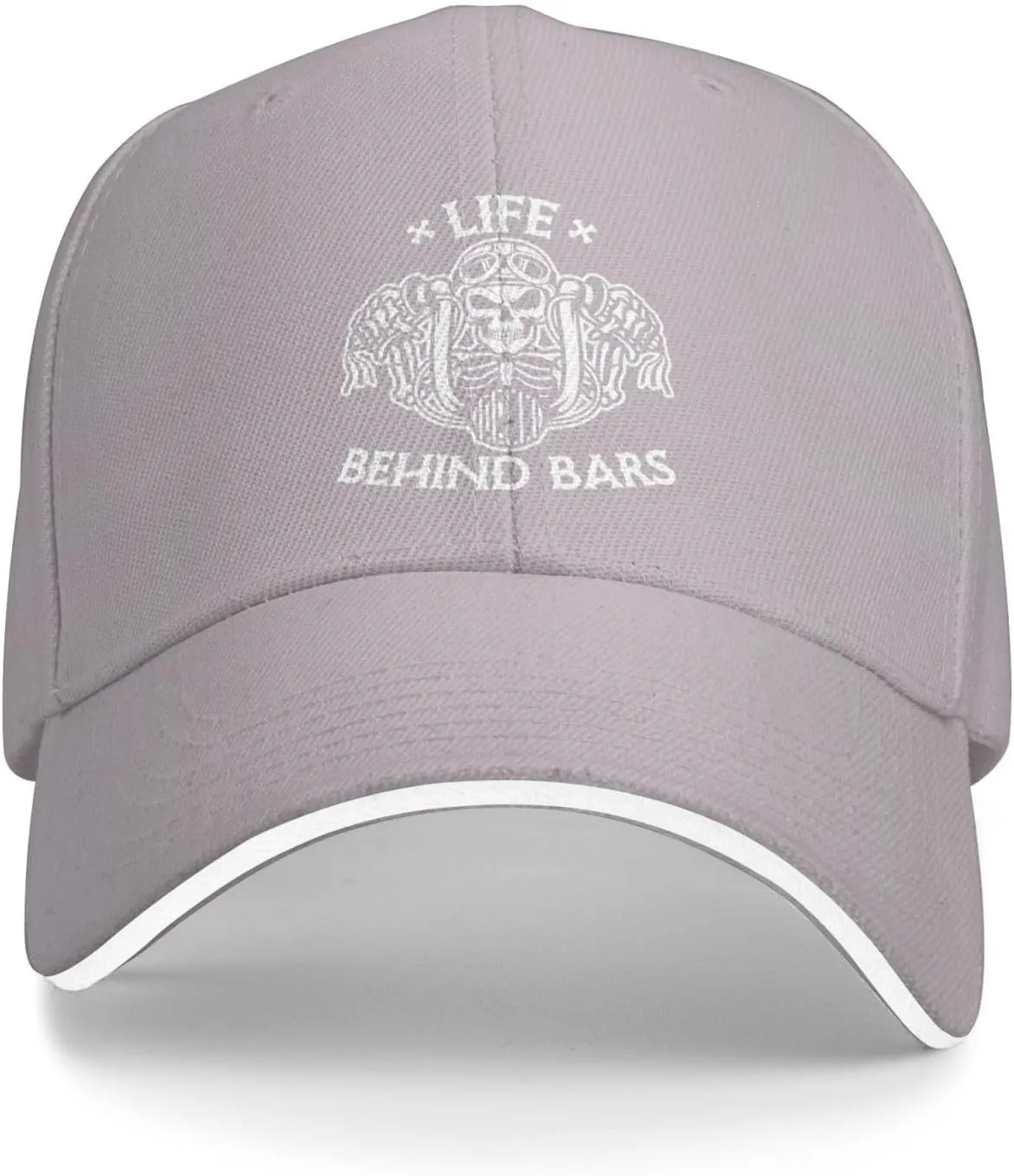 Life Behind Bars Motorcycle Biker Hat Mens Wide Brim Baseball Cap Adjustable Low Profile Sports Dad Hats