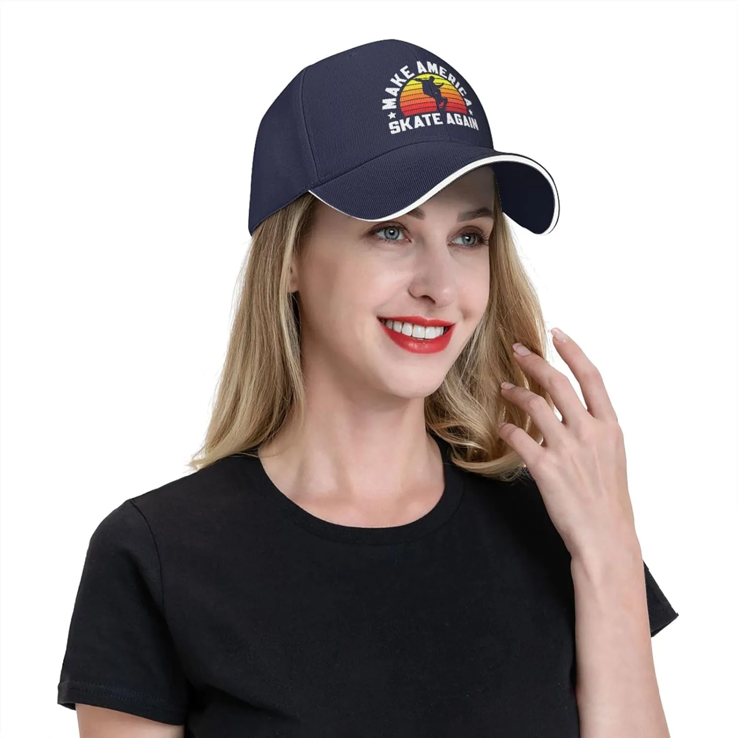 Make America Skate Again Skateboard Hat Mens Wide Brim Baseball Cap Adjustable Low Profile Sports Dad Hats
