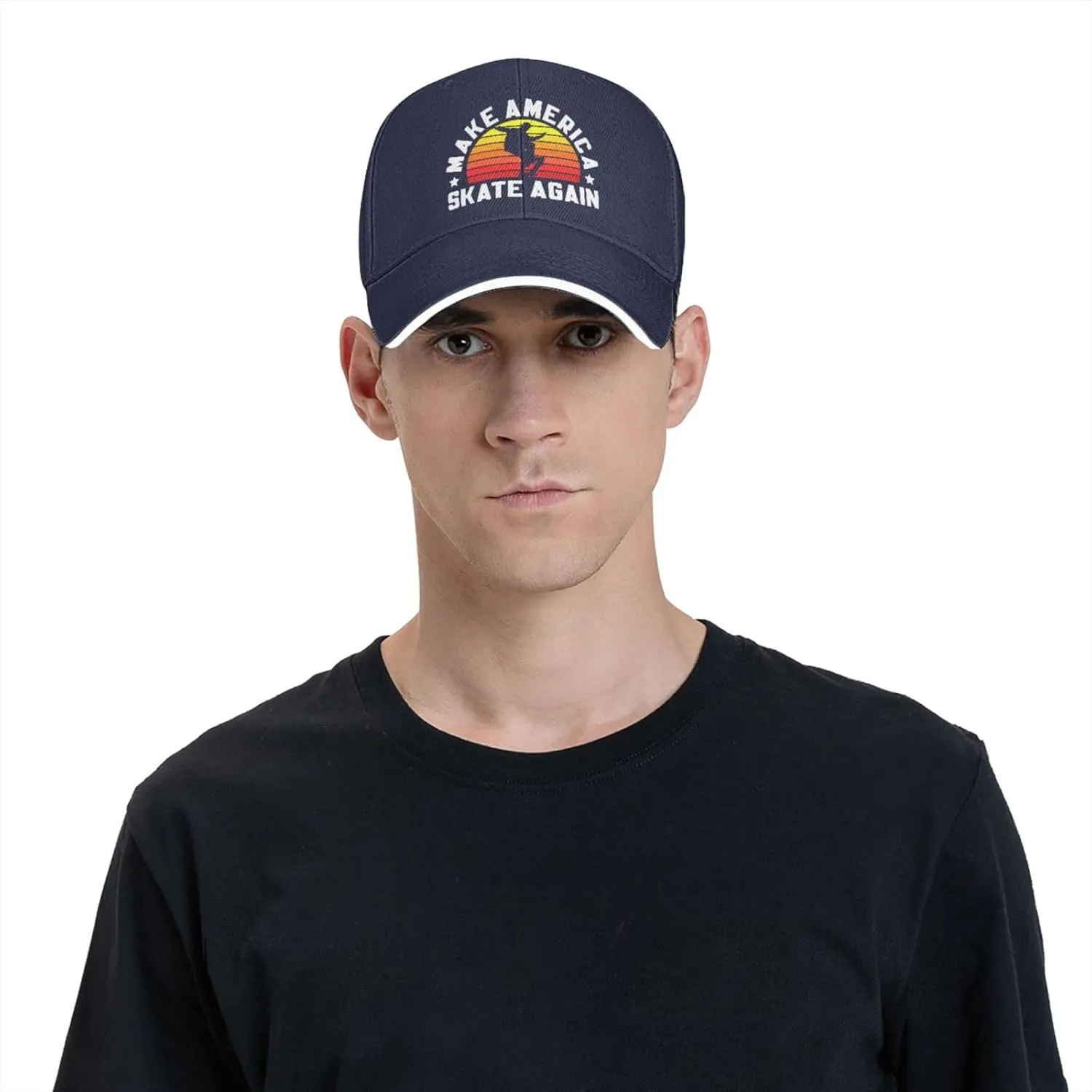 Make America Skate Again Skateboard Hat Mens Wide Brim Baseball Cap Adjustable Low Profile Sports Dad Hats