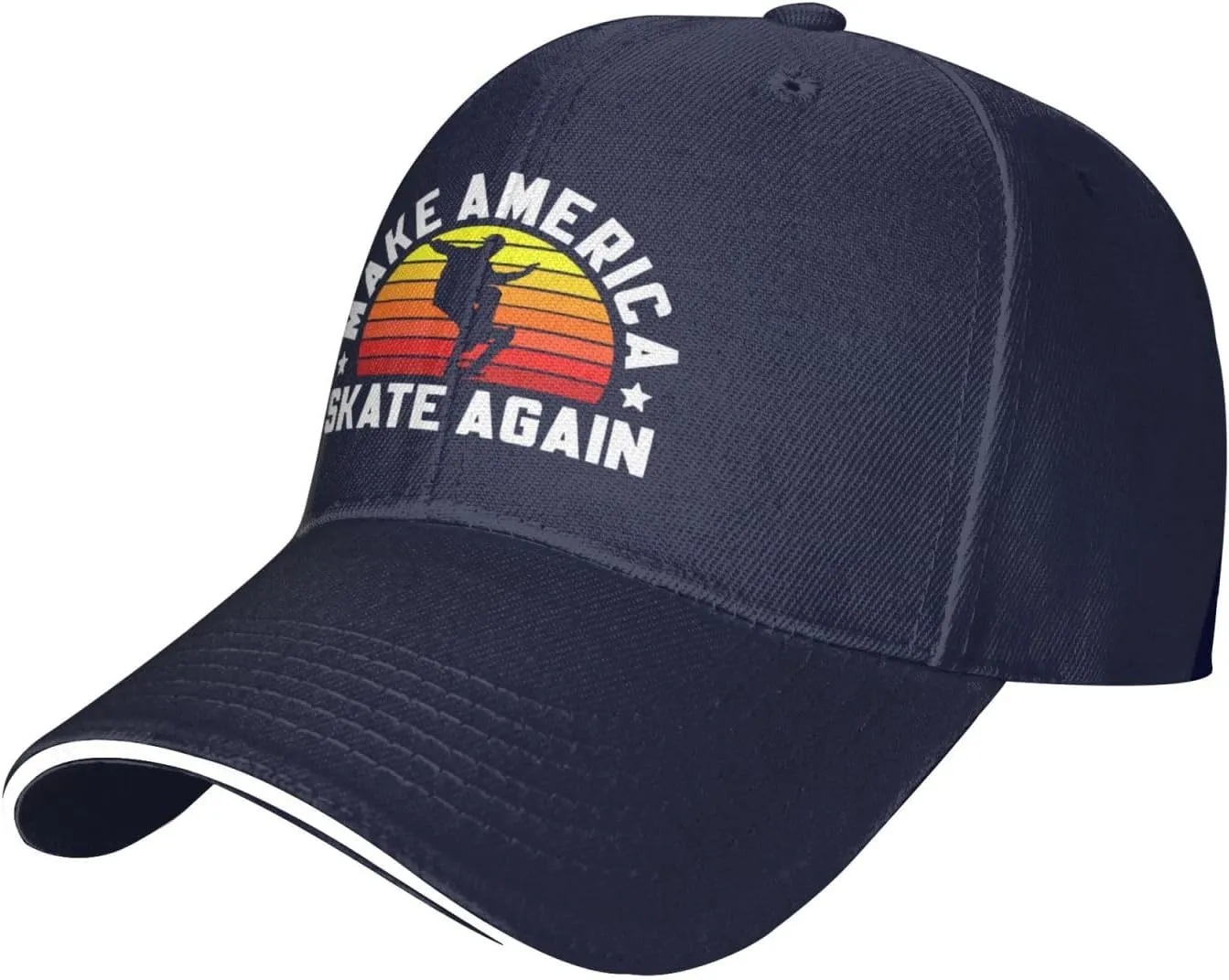 Make America Skate Again Skateboard Hat Mens Wide Brim Baseball Cap Adjustable Low Profile Sports Dad Hats