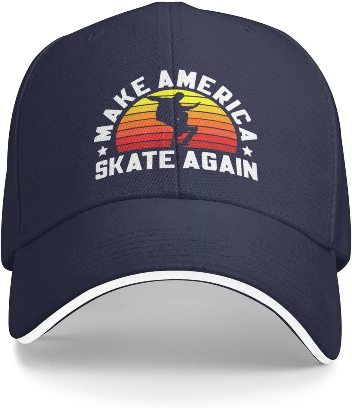 Make America Skate Again Skateboard Hat Mens Wide Brim Baseball Cap Adjustable Low Profile Sports Dad Hats