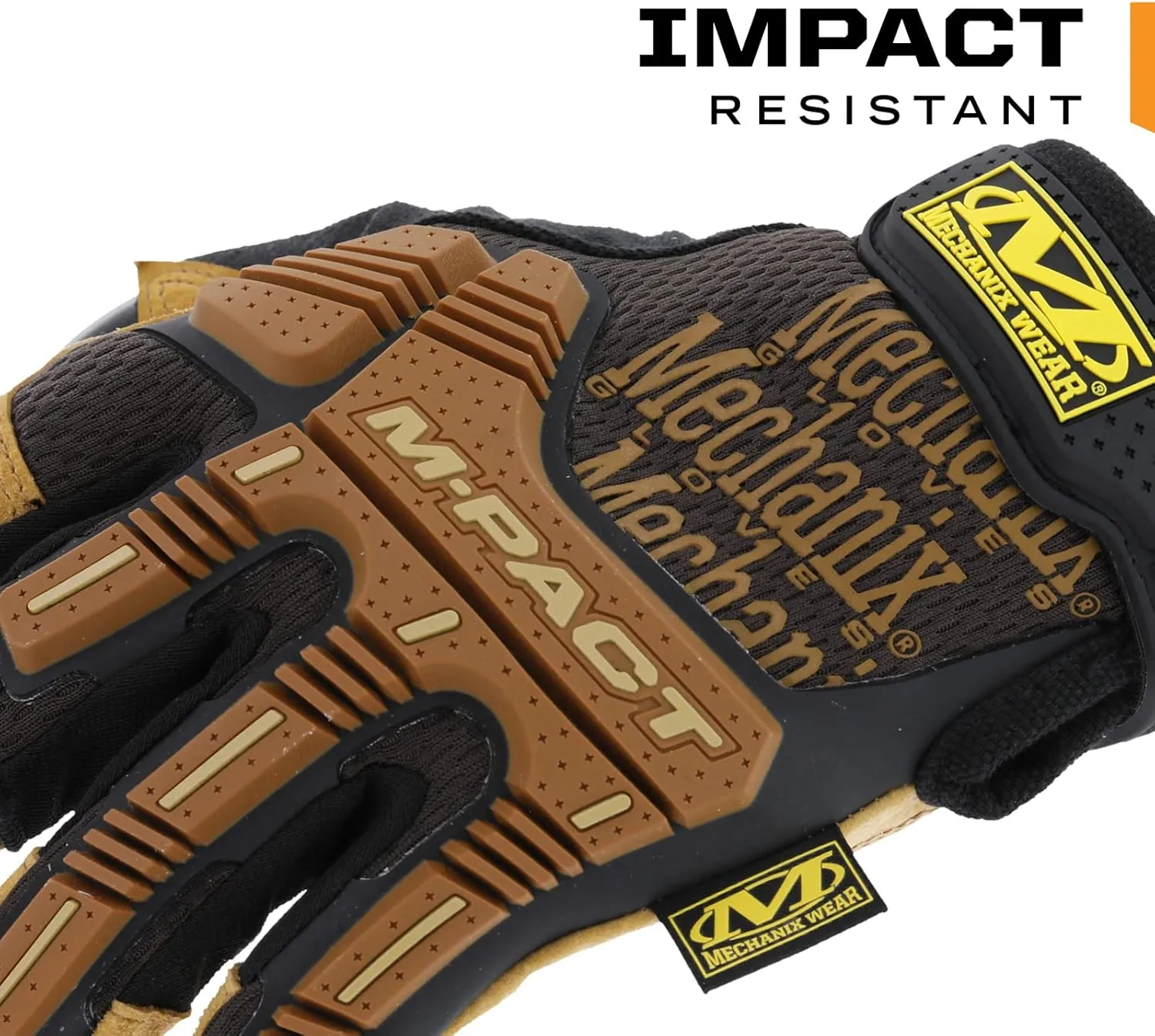 Mechanix Wear: M-Pact Durahide Leather Framer Work Gloves, Fingerless Design, Work Gloves with Impact Protection and Vibration Absorption, Safety Gloves for Men (Brown, Large)