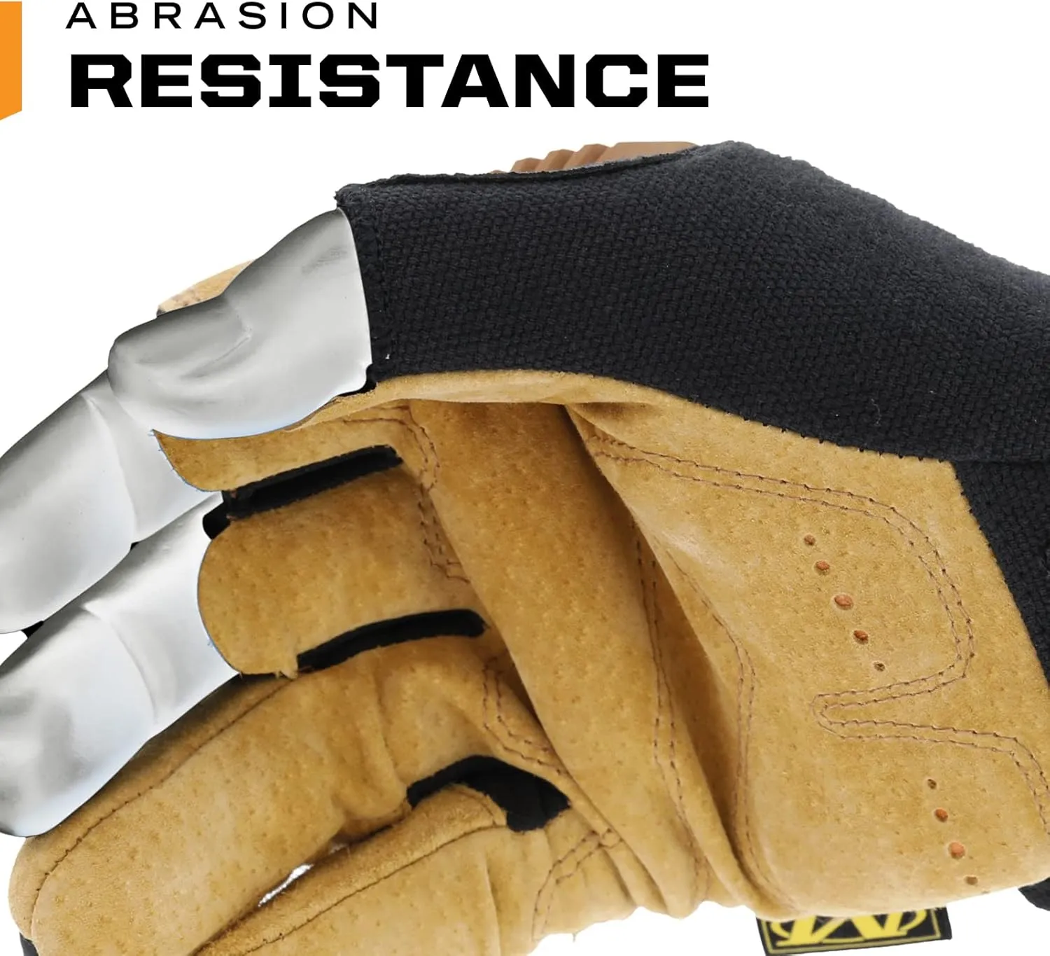 Mechanix Wear: M-Pact Durahide Leather Framer Work Gloves, Fingerless Design, Work Gloves with Impact Protection and Vibration Absorption, Safety Gloves for Men (Brown, Large)