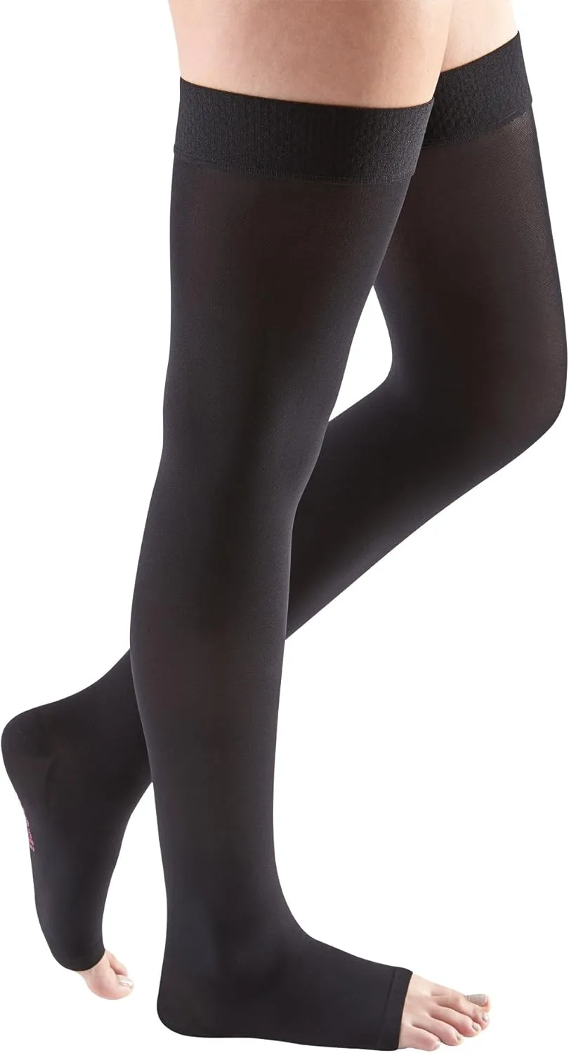 mediven Comfort for Women, 20-30 mmHg – Open Toe Leg Circulation, Thigh High Compression Stockings for Women, Semi-Transparent Leg Support Compression Hosiery