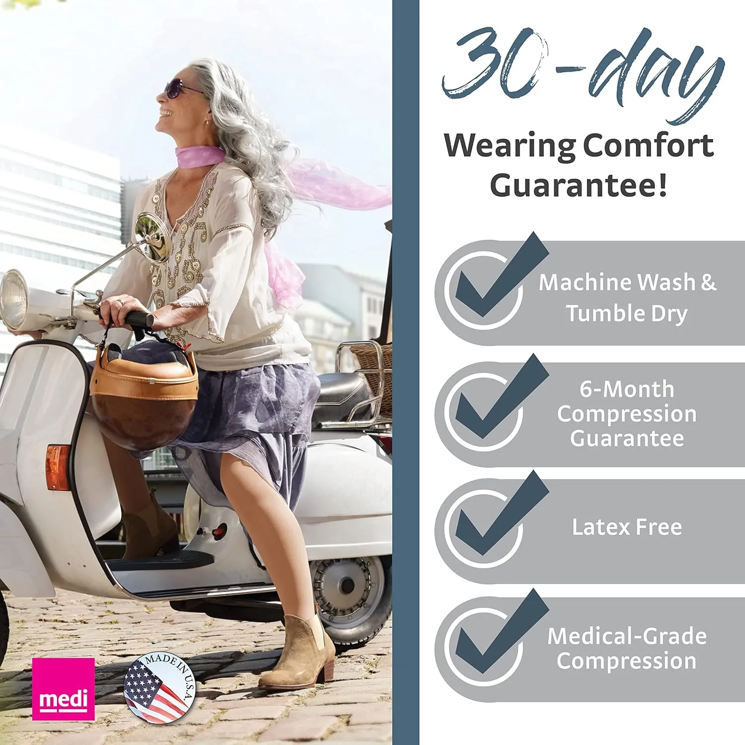 mediven Plus for Men & Women, 30-40 mmHg – Open Toe, Knee High Compression Socks with Silicone Top Band
