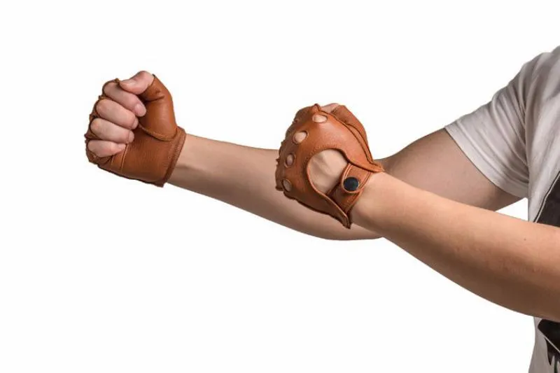 Men's Genuine Leather Fingerless Gloves