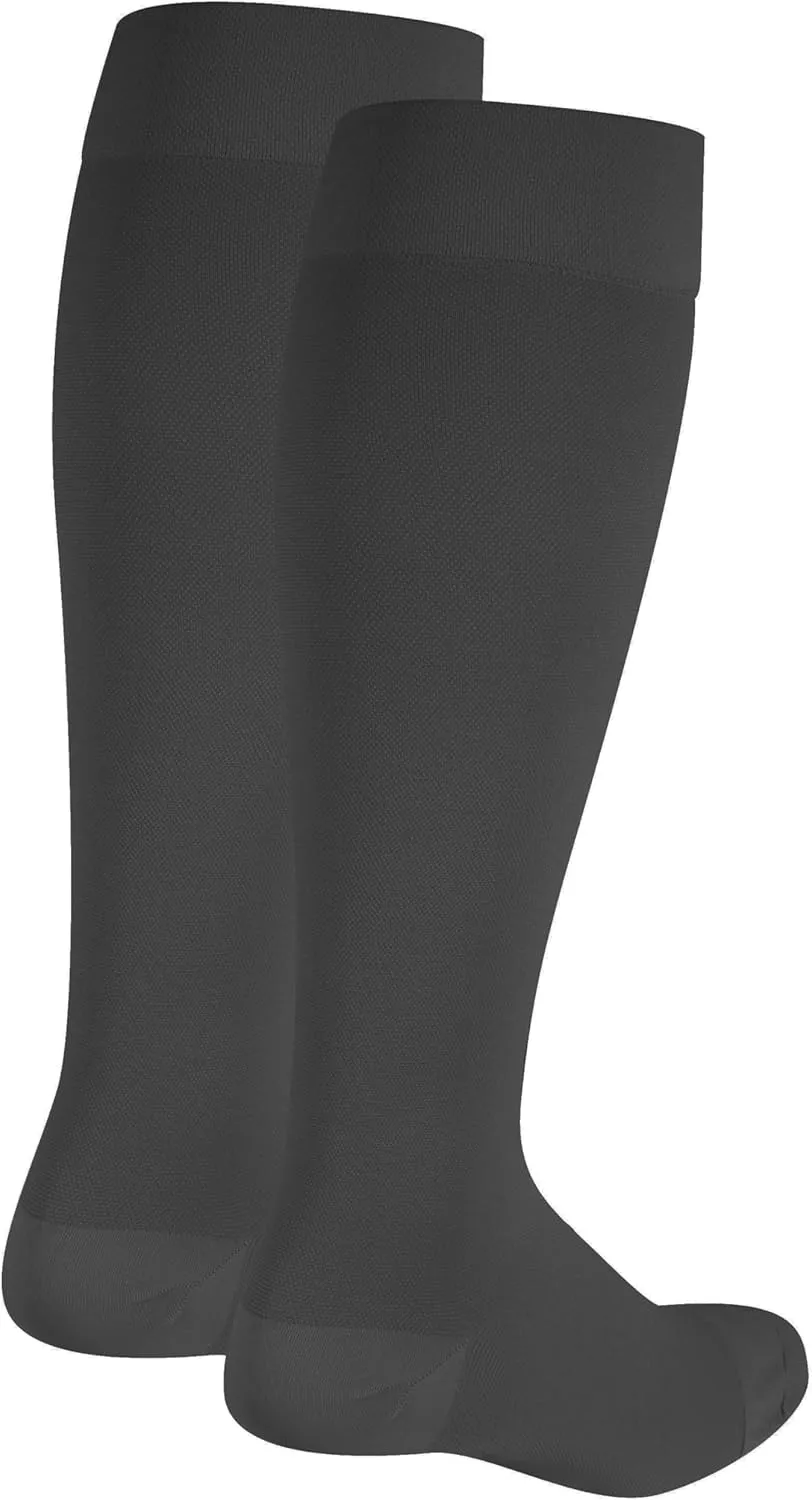 NuVein Medical Compression Stockings, 30-40 mmHg Support, Women & Men Knee Length, Closed Toe, Black, 3X-Large