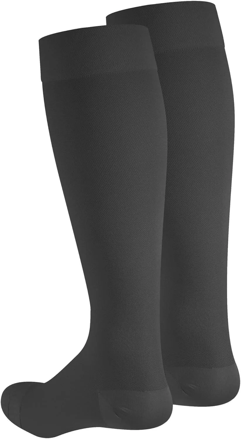 NuVein Medical Compression Stockings, 30-40 mmHg Support, Women & Men Knee Length, Closed Toe, Black, 3X-Large