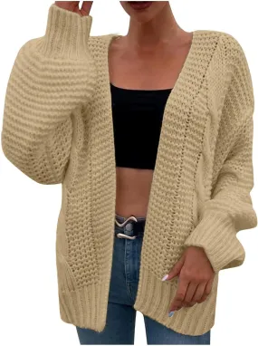 Oversized Cardigan Sweater Women Lightweight Cable Knit Open Front Cardigan Baggy Lantern Sleeve Chunky Sweaters Coat