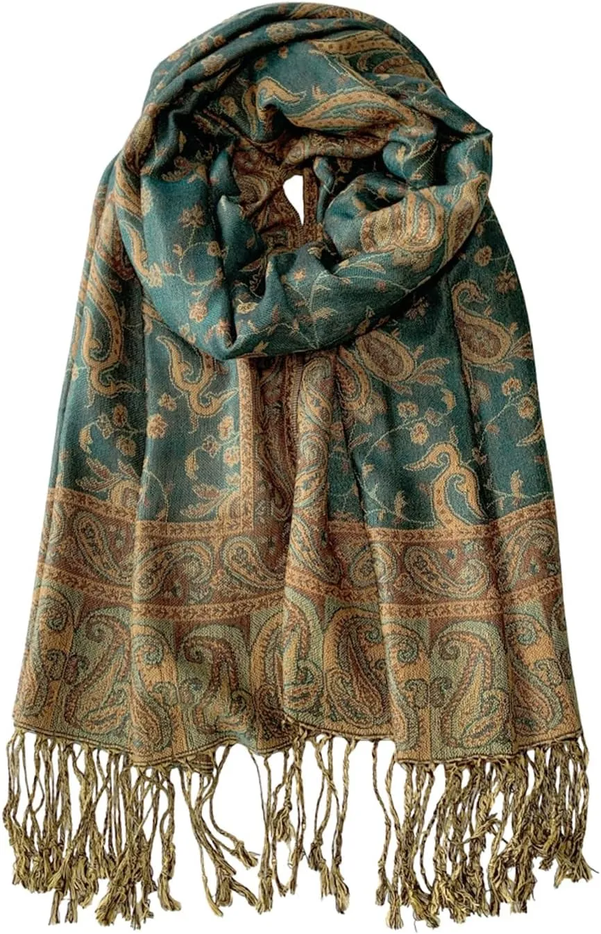 Pashmina Scarf for Women Shawls and Wraps Reversible Paisley Vintage Jacquard Soft Silky Rave Scarves Men
