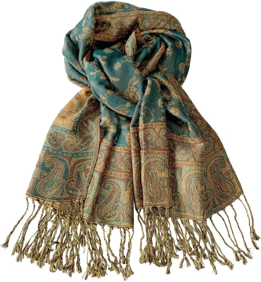 Pashmina Scarf for Women Shawls and Wraps Reversible Paisley Vintage Jacquard Soft Silky Rave Scarves Men
