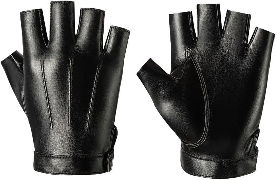 PU Leather Fingerless Gloves Half Finger Driving Gloves Outdoor Riding Glove Halloween Costume Punk Glove