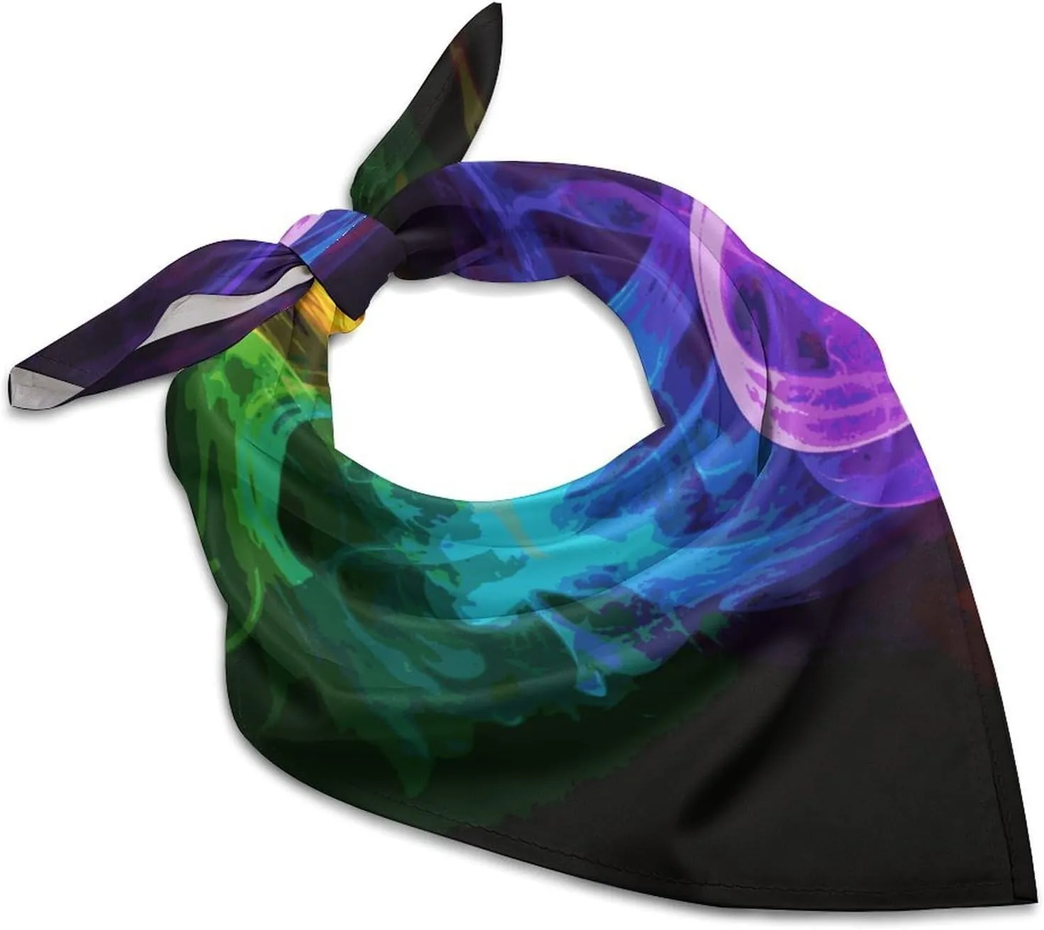 Rainbow Smoke Silk Scarf Fashion Satin Head Scarf Lightweight Head Scarves for Neck Silk Scarves for Women Men Boho Hair Wrap Sleeping Kerchief Bandanas Pocket Square 25" X 25"