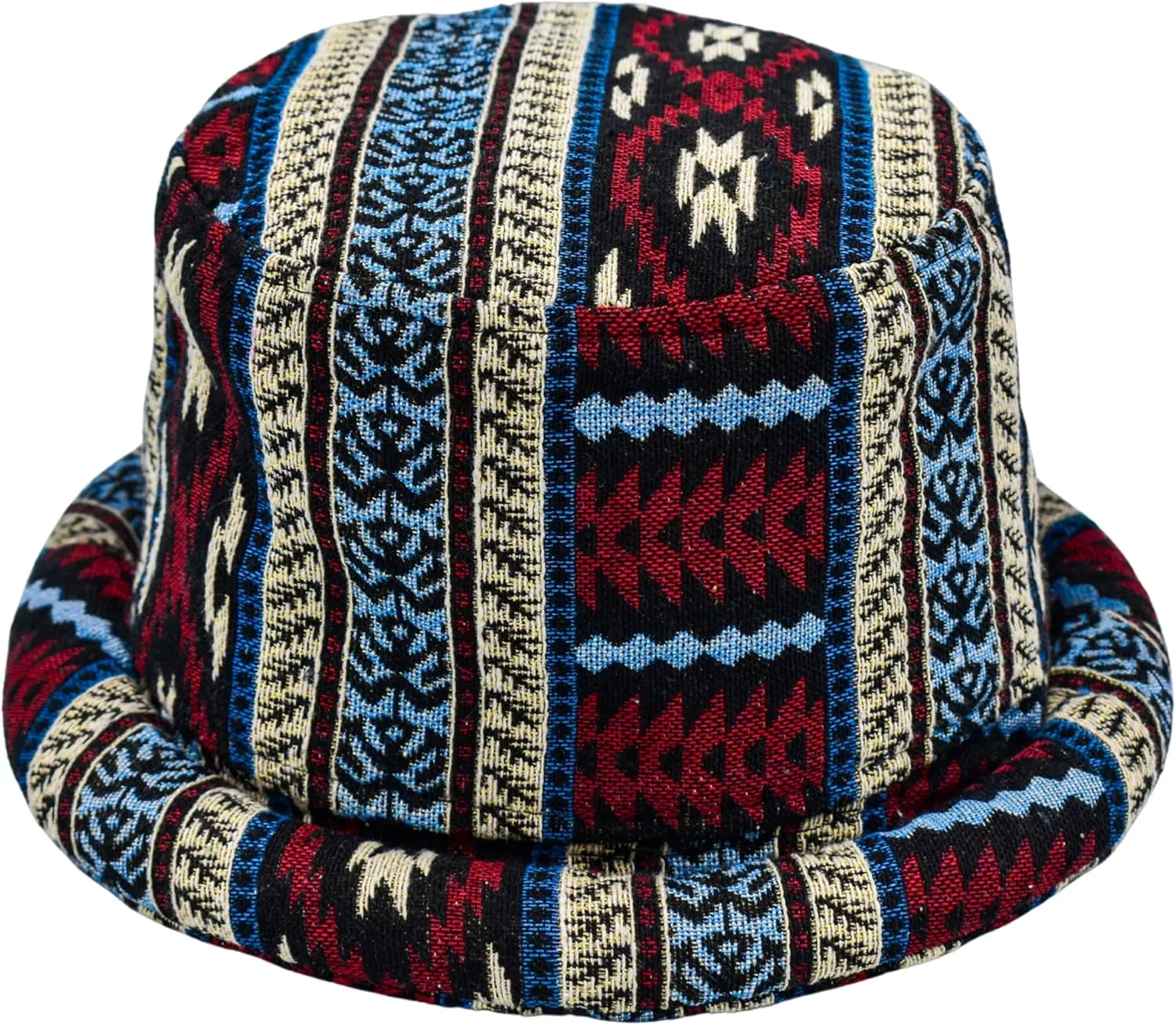 Roll Brim Bucket Hat For Men And Women | Handmade Boho Hat | Red, White and Blue | Lightweight Bowler style Hat | Hipster Sun Hat | Ideal Gift For Fashion Enthusiasts And Outdoor Lovers Alike