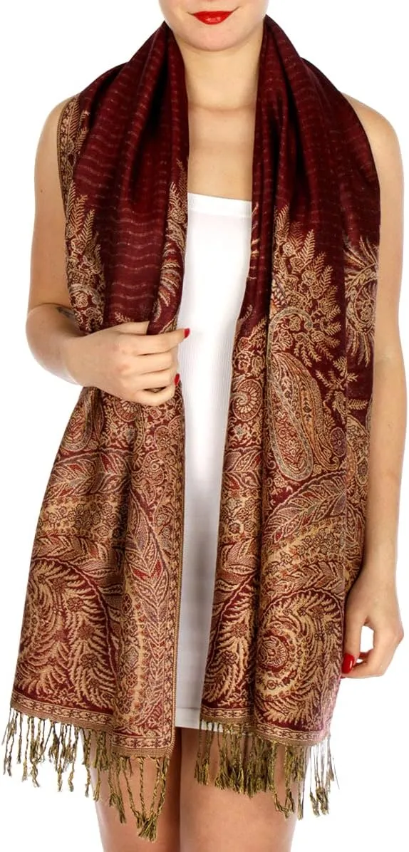 SERENITA Pashmina Scarf for Women Large Cashmere feel Big Paisley Rave Shawl Wraps, Soft Scarves Travel Accessories